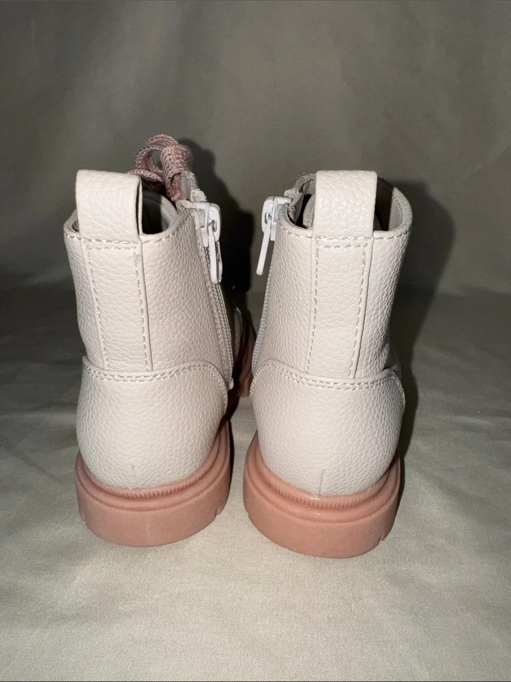 Cat & Jack Cream and Pink Girls Lace-Up Ankle Boots